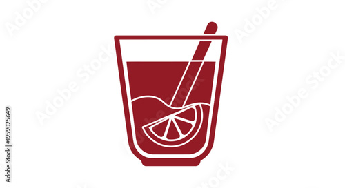 Red Drink Glass with Lemon Slice.