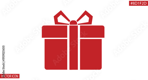 Red gift box with ribbon.