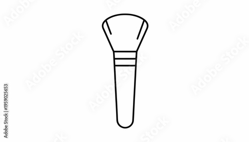 Cosmetic makeup brush icon, simple line art illustration of a powder brush for beauty and makeup application.