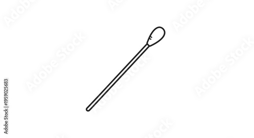 Cotton Swab Stick Isolated on White Background, Simple Line Art Icon