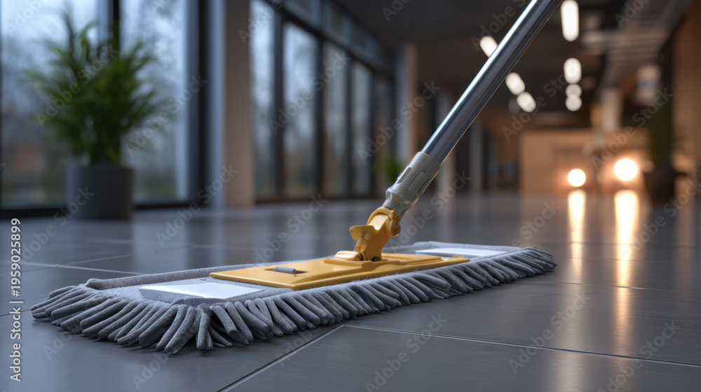custom made wallpaper toronto digitalMicrofiber mop floor cleaning commercial interior gray tile janitorial equipment cleaning tool wet mop handle maintenance indoor plantMicrofiber mop gliding across gray tile floor modern