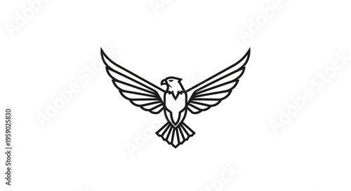 Minimalist line art eagle soaring with spread wings
