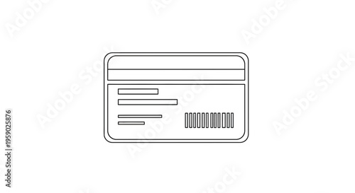 Credit Card Icon Outline, Payment Symbol, Financial Transaction Concept