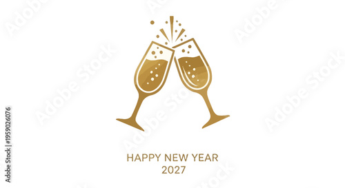 Golden champagne glasses celebration toast.