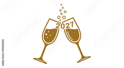 Champagne Glasses for New Year Celebration.