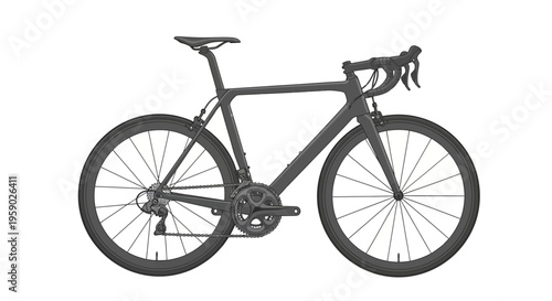 Black road racing bicycle isolated on clean white background
