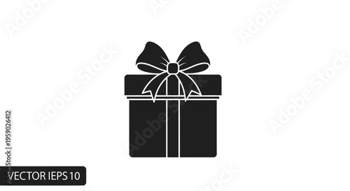 Black gift box with bow.