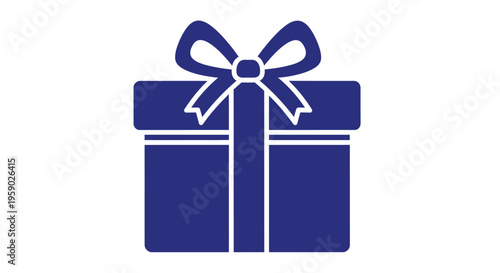 Blue gift box with ribbon bow.