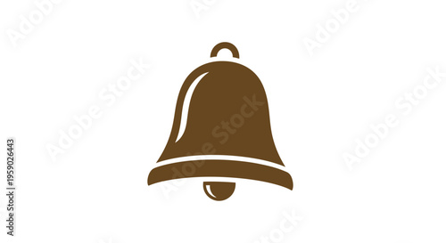 Brown Metal Bell Icon Symbol.
