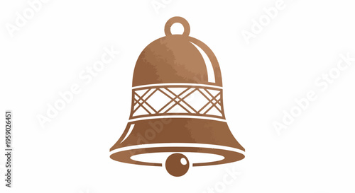 Brown Metal Bell With Decorative Design.