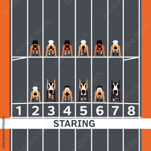 Athletes Awaiting Start Of Race On Track Lanes Ready To Compete