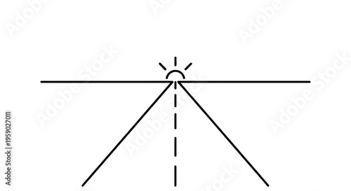 Abstract Light Source Above Horizon Line with Converging Lines