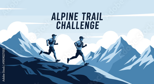 Athletes Trail Running In Mountains During The Alpine Trail Challenge Event