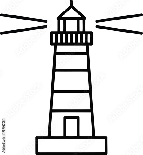 A black and white drawing of a lighthouse