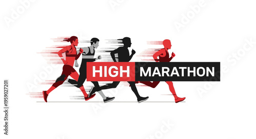 Athletic Competition Depiction Of Runners In Full Strides During High Marathon Event