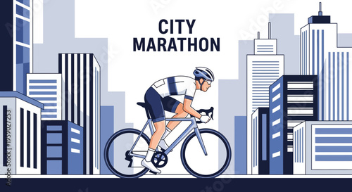 Athletic Cyclist Competing In A Futuristic City Marathon