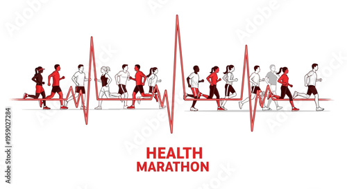 Athletic Endeavor Across A Lively Heartbeat Symbolizing Health And Vitality