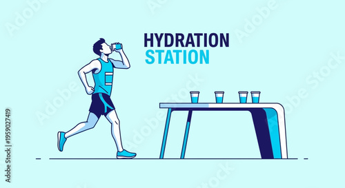 Athletic Runner Refreshes At A Convenient Hydration Station