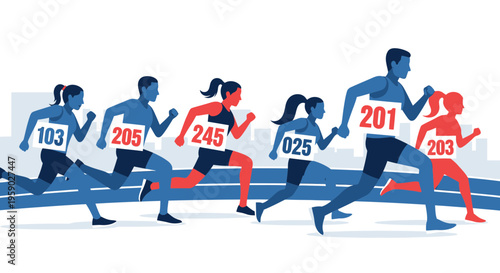 Athletic Runners Competing In A Dynamic Race Environment