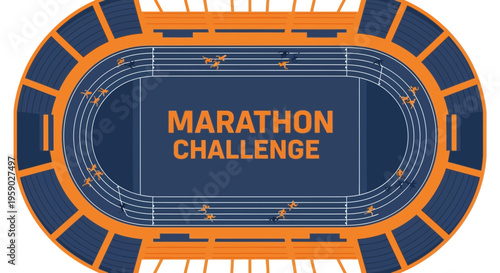 Athletic Stadium Track With Runners Engaging In A Marathon Challenge Event