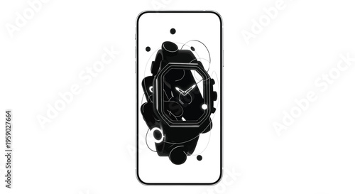 Black, abstract, modern smartphone icon, minimalist design element, vector graphic