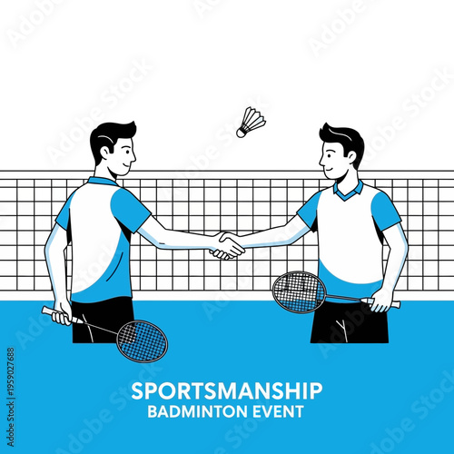 Badminton Players Handshake Illustrating Sportsmanship and Friendly Competition on the Court