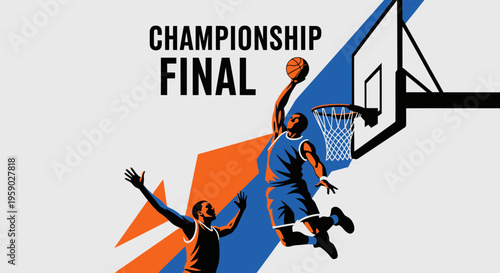 Basketball Championship Final: Dynamic Illustration of a Slam Dunk and Competitive Play