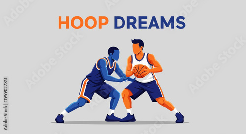 Basketball Competition Dynamic Duo Illustrative Art
