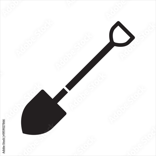 Shovel for digging and construction flat vector icon for apps and websites