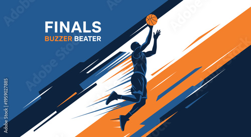 Basketball Finals Buzzer Beater Dynamic Action Silhouette