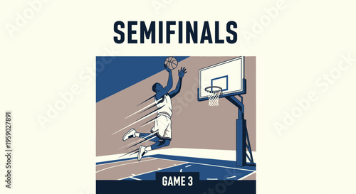 Basketball Semifinals Action: High-Flying Dunking Display Captures Excitement of Game 3 Victory