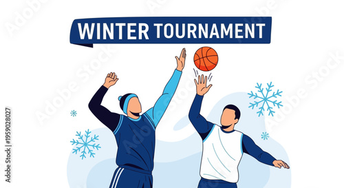 Basketball Tournament in Winter: A Dynamic Vector Illustration of Sport Competition