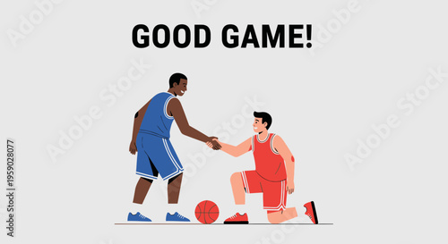 Basketball Players Handshake Sportsmanship Victory And Defeat Celebration