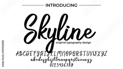 Skyline Font Stylish brush painted an uppercase vector letters, alphabet, typeface