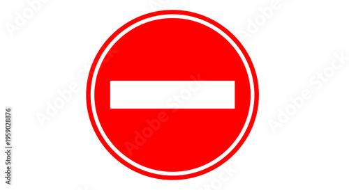Red circular prohibition sign with white horizontal bar no entry symbol