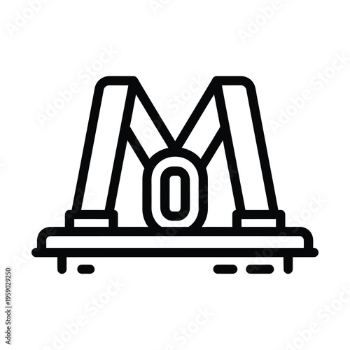 Simple line drawing of a crane on railroad tracks icon icon