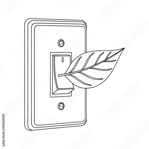 eco friendly light switch with leaf, energy saving concept