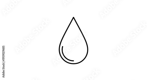 Water Drop Icon, Simple Line Art, Liquid Symbol, Clean Design