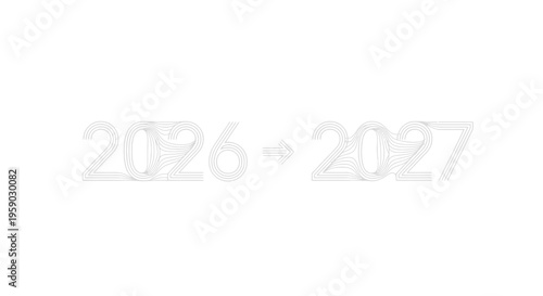 Transition from 2026 to 2027 with arrow, futuristic year change concept