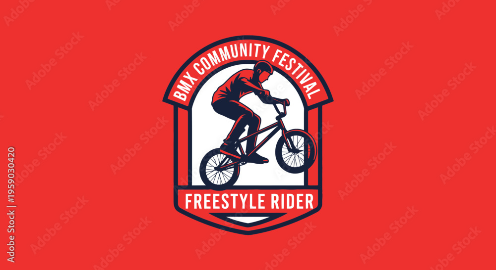Fototapeta premium Bmx Freestyle Rider Action Emblem Logo Design