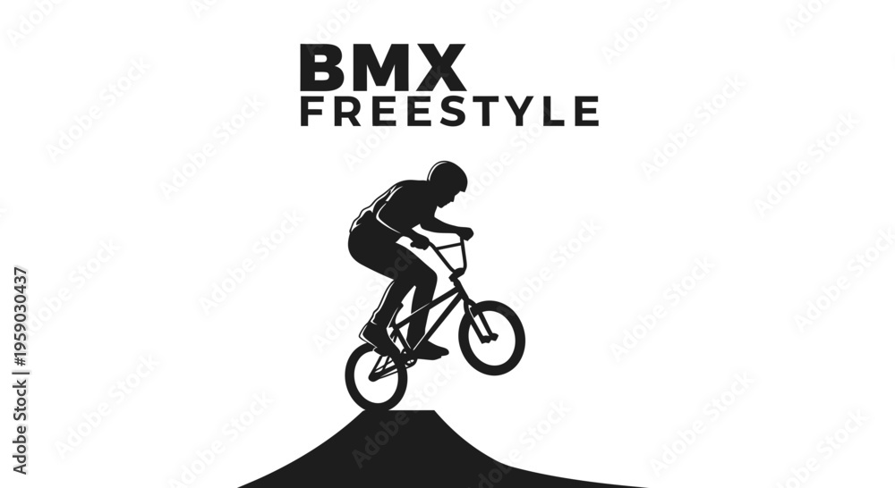 Fototapeta premium BMX Freestyle Rider Silhouette Performing A Jump