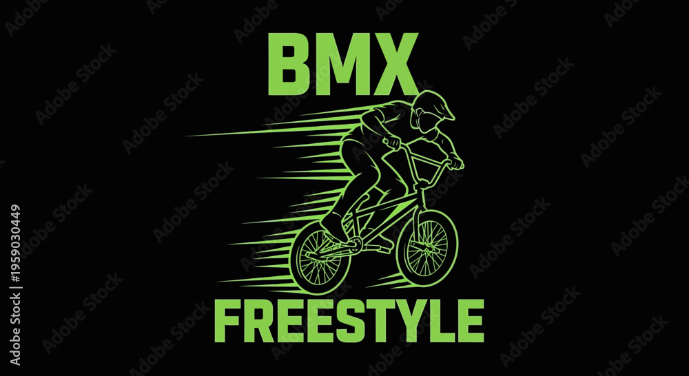 Fototapeta premium BMX Freestyle Silhouette Depicting Extreme Cycling on a Black Background Design
