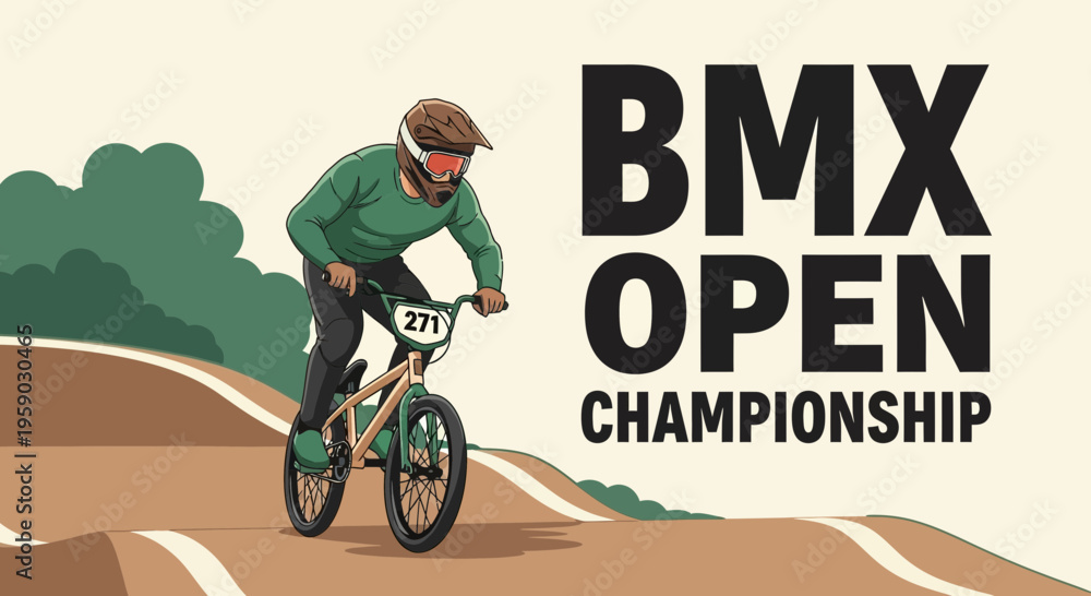 Fototapeta premium BMX Open Championship Graphic Illustration Of A Rider