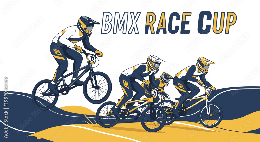 Fototapeta premium BMX Race Cup Competition Dynamic Action Sports Illustration