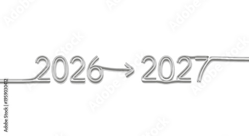 Transition from 2026 to 2027, representing time passing and new year.