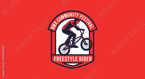 Bmx Freestyle Rider Action Emblem Logo Design