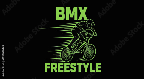 BMX Freestyle Silhouette Depicting Extreme Cycling on a Black Background Design