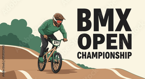 BMX Open Championship Graphic Illustration Of A Rider