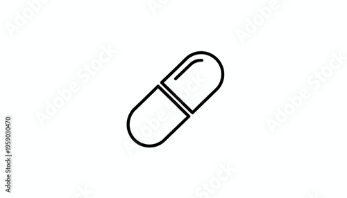 Simple Line Icon of a Pill Capsule, Medical Symbol, Healthcare and Pharmaceutical Concept