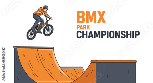 BMX Park Championship Illustration Depicting Stunt Action And Extreme Sports Spectacle